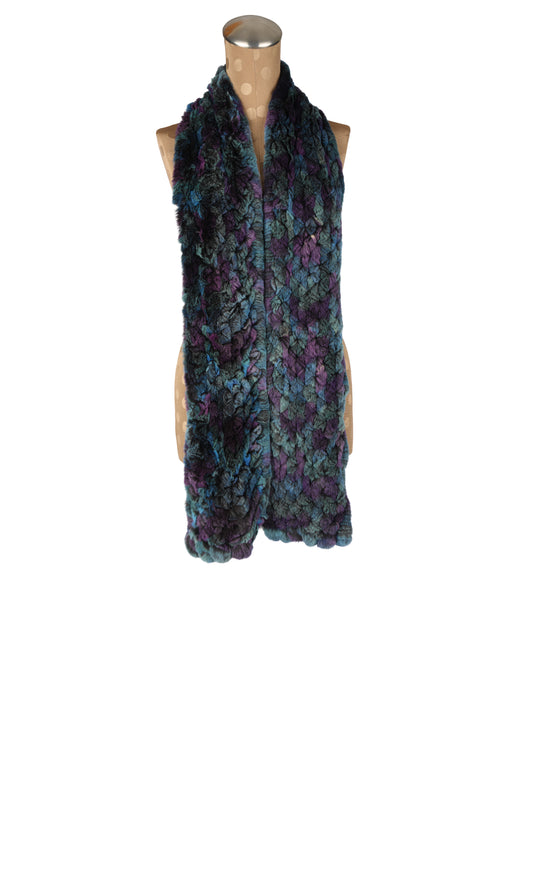 Blue Multicolor Rex Rabbit Knitted Scarf