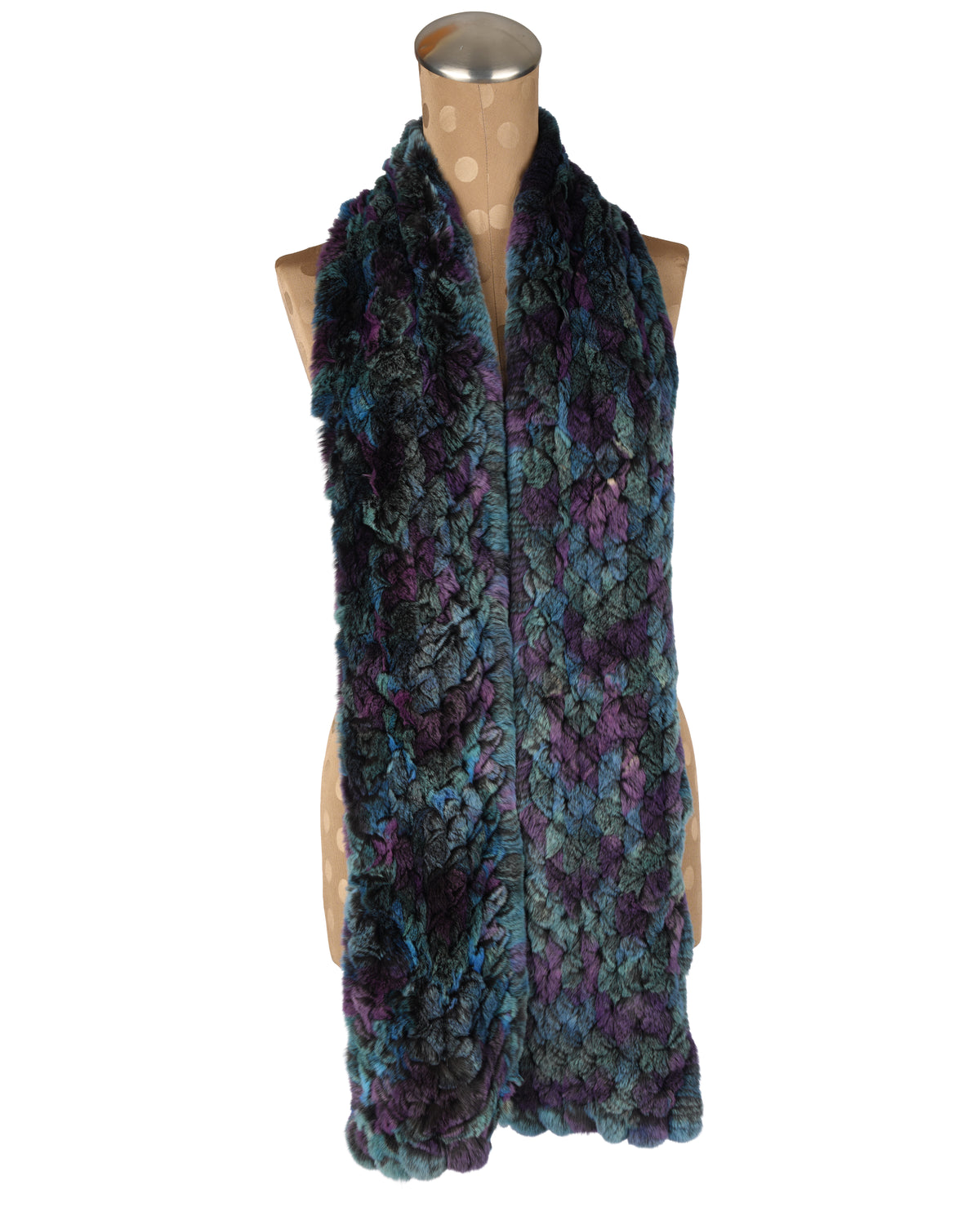 Blue Multicolor Rex Rabbit Knitted Scarf