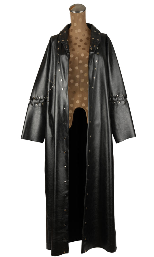 Black Leather Coat with Rivets