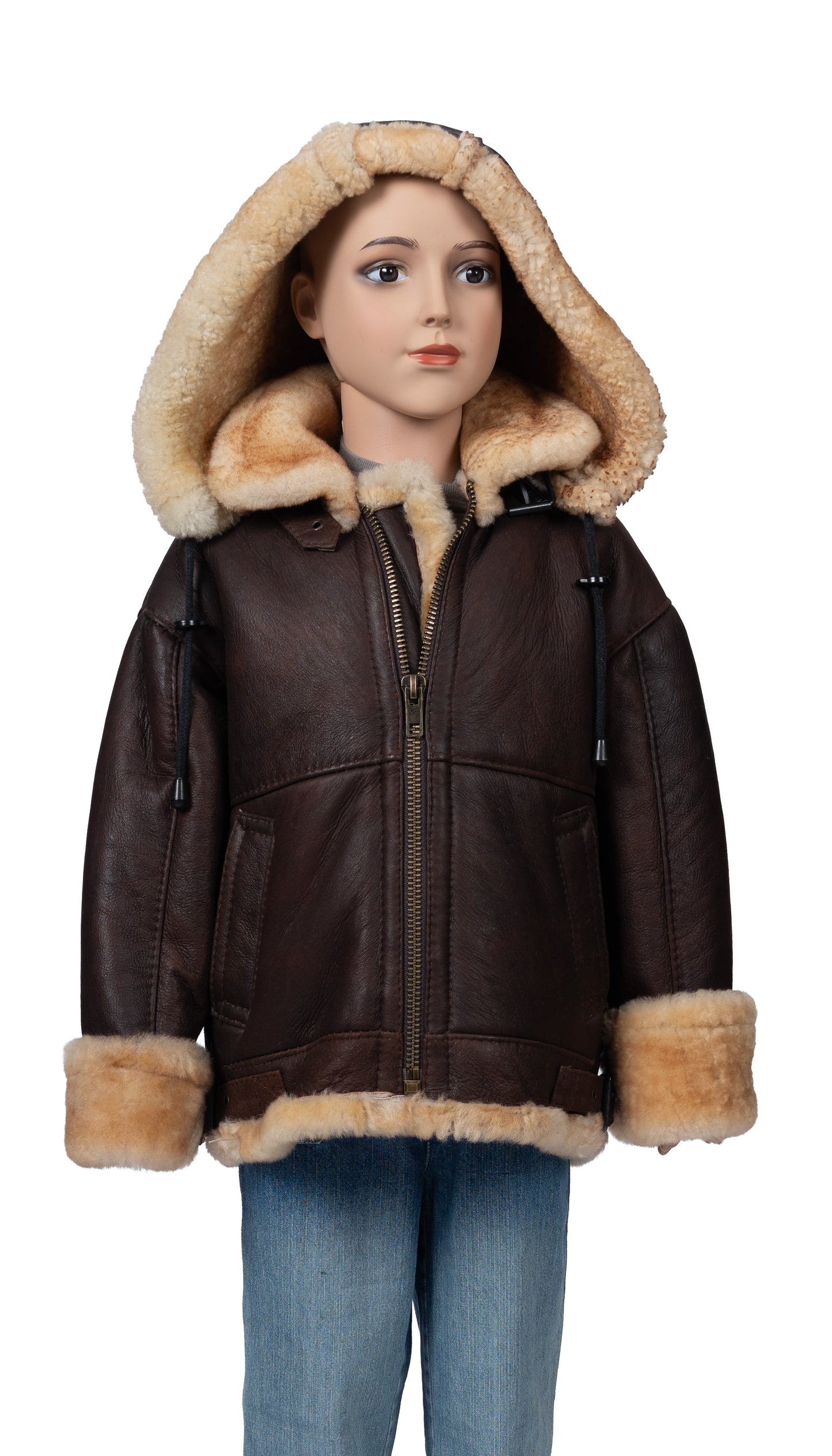 Brown shearling kids jacket